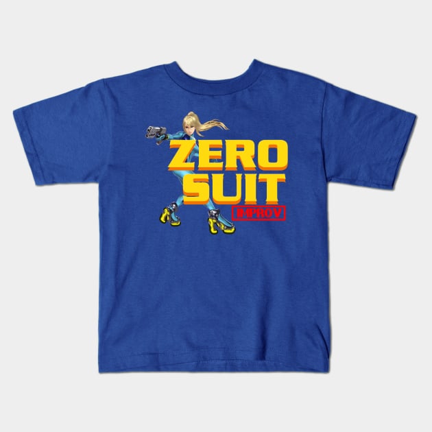 Zero Suit Improv Kids T-Shirt by kidmammoth